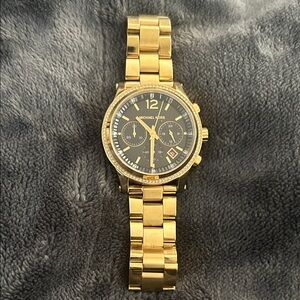 Michael Kors Gold Watch with Black Dial